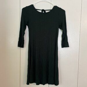 Small Dark Green ¾ Sleeve Backless Scoop Neck Dress